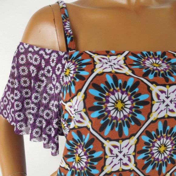 INC Top XXL $59 NWT Multi Color Cold Shoulder - Picture 3 of 9